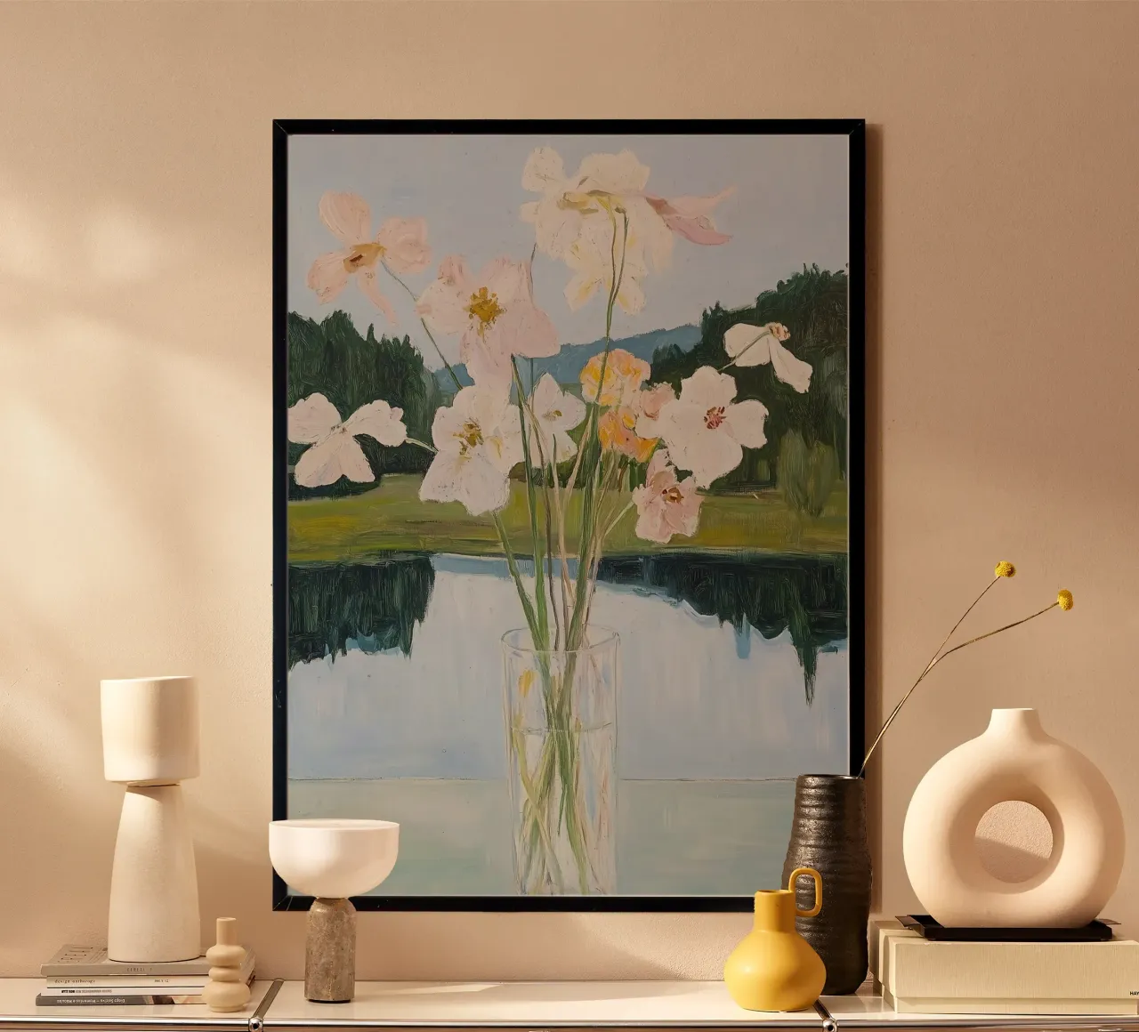 Stampe d'arte colorate astratte di fiori, poster floreale astratto poster con telaio in alluminio da Little Lila
