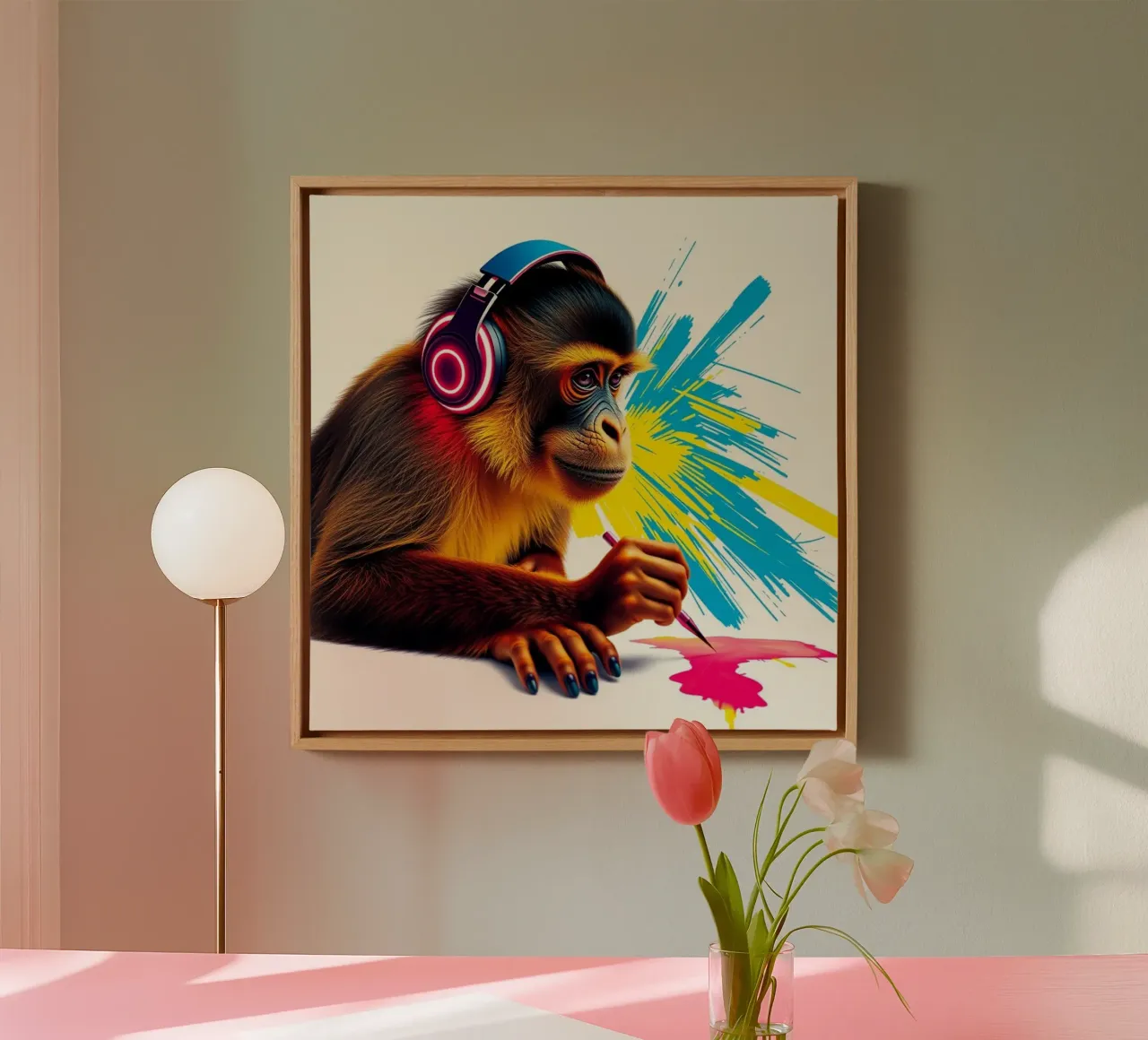 Calendar monkey canvas with Floater frame by Anita's Dream