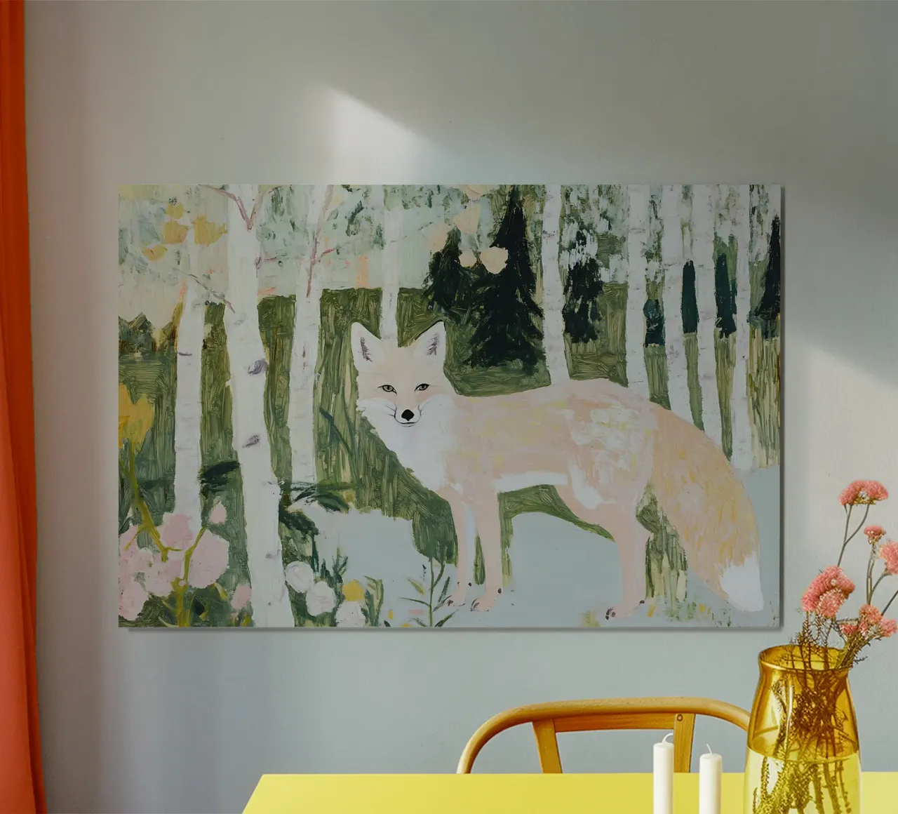 Renard dans la forêt, impression de la faune, fleurs sauvages poster avec cadre en plastique de Little Lila