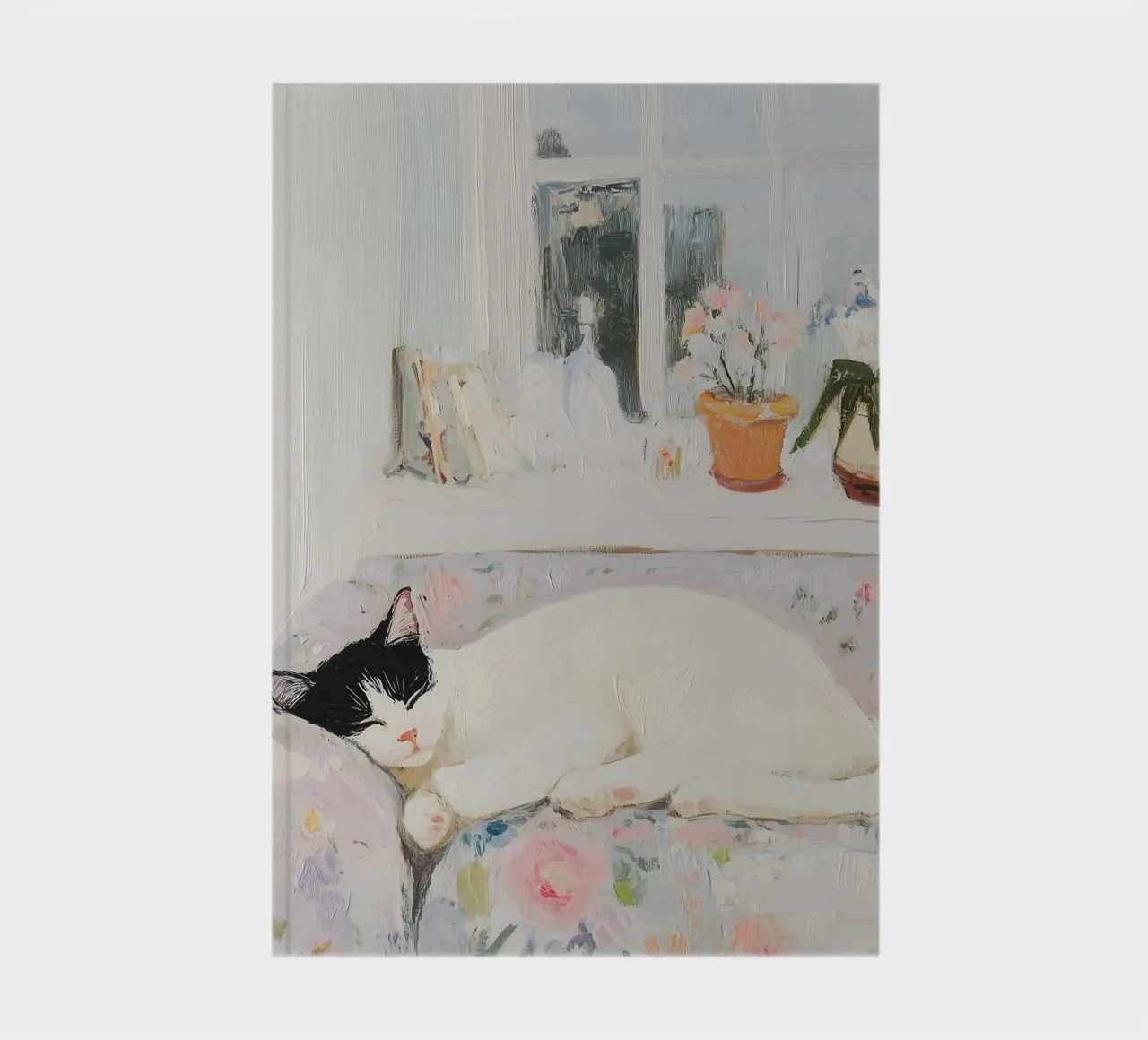 Sleeping Cat with Flowers notebook by Little Lila