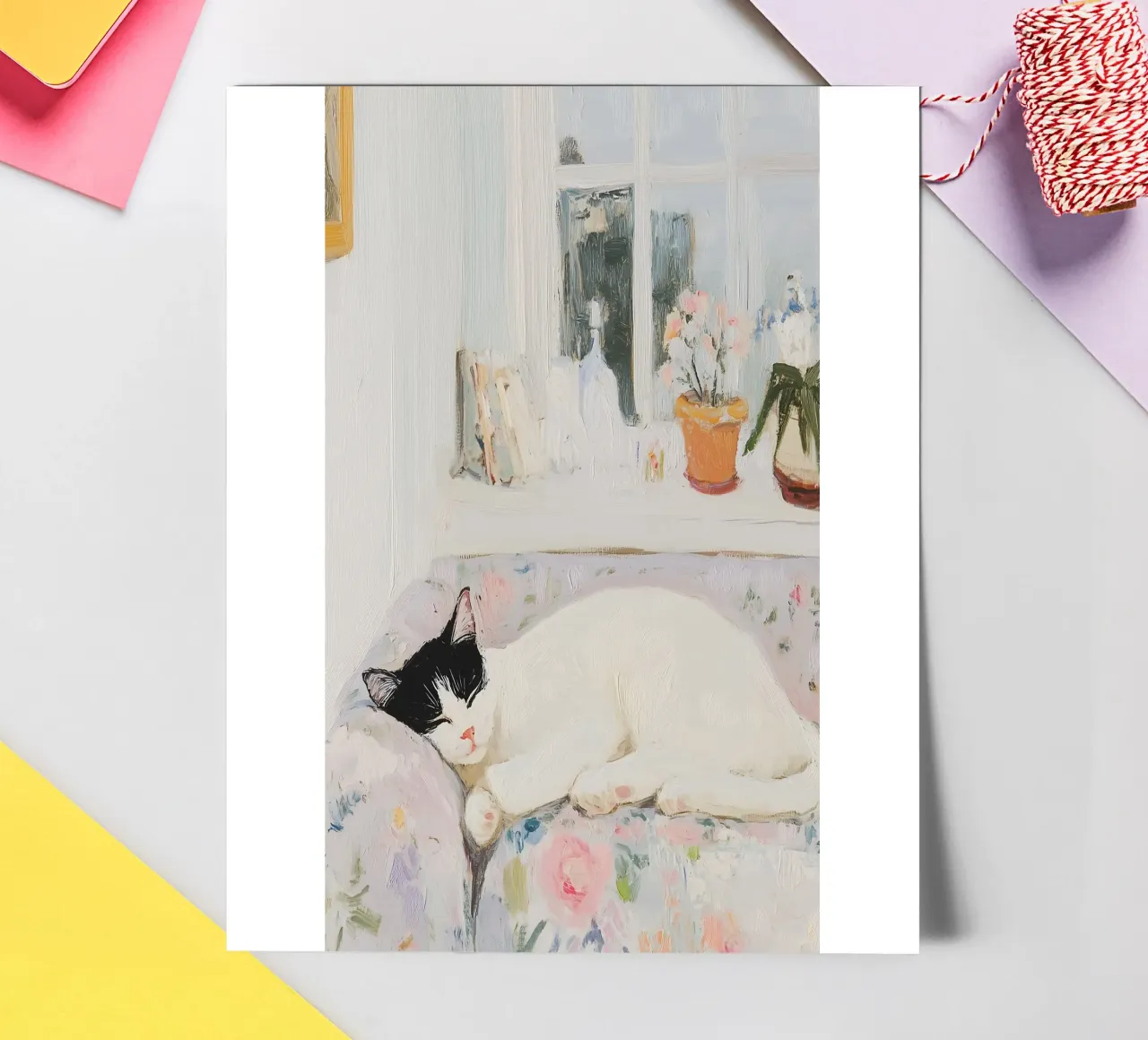 Sleeping Cat with Flowers sticker sheet by Little Lila