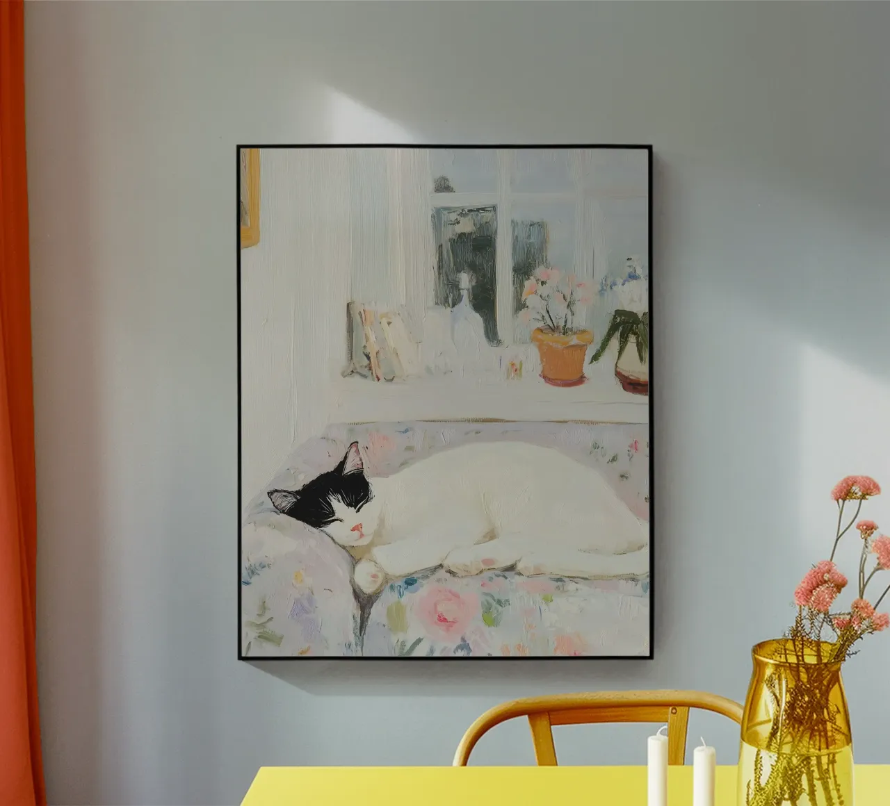 Gatto addormentato con fiori plexiglass da Little Lila