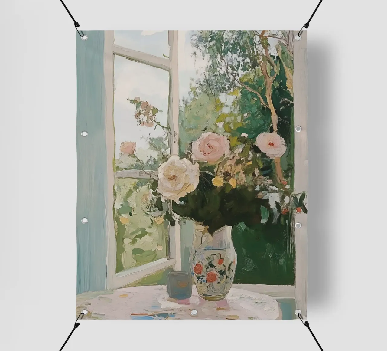 Flowers in Vase, Open Window, Abstract Botanical Art, Floral pvc cover by Little Lila