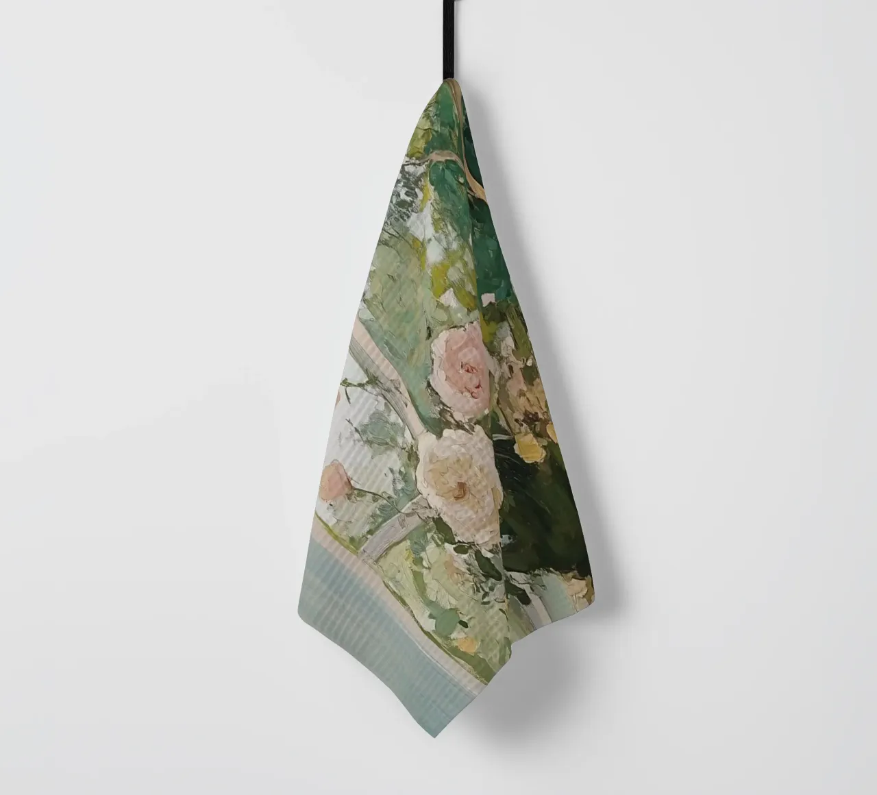 Bloemen in Vaas, Open Venster, Abstracte Botanische Kunst, Bloemig theedoek van Little Lila