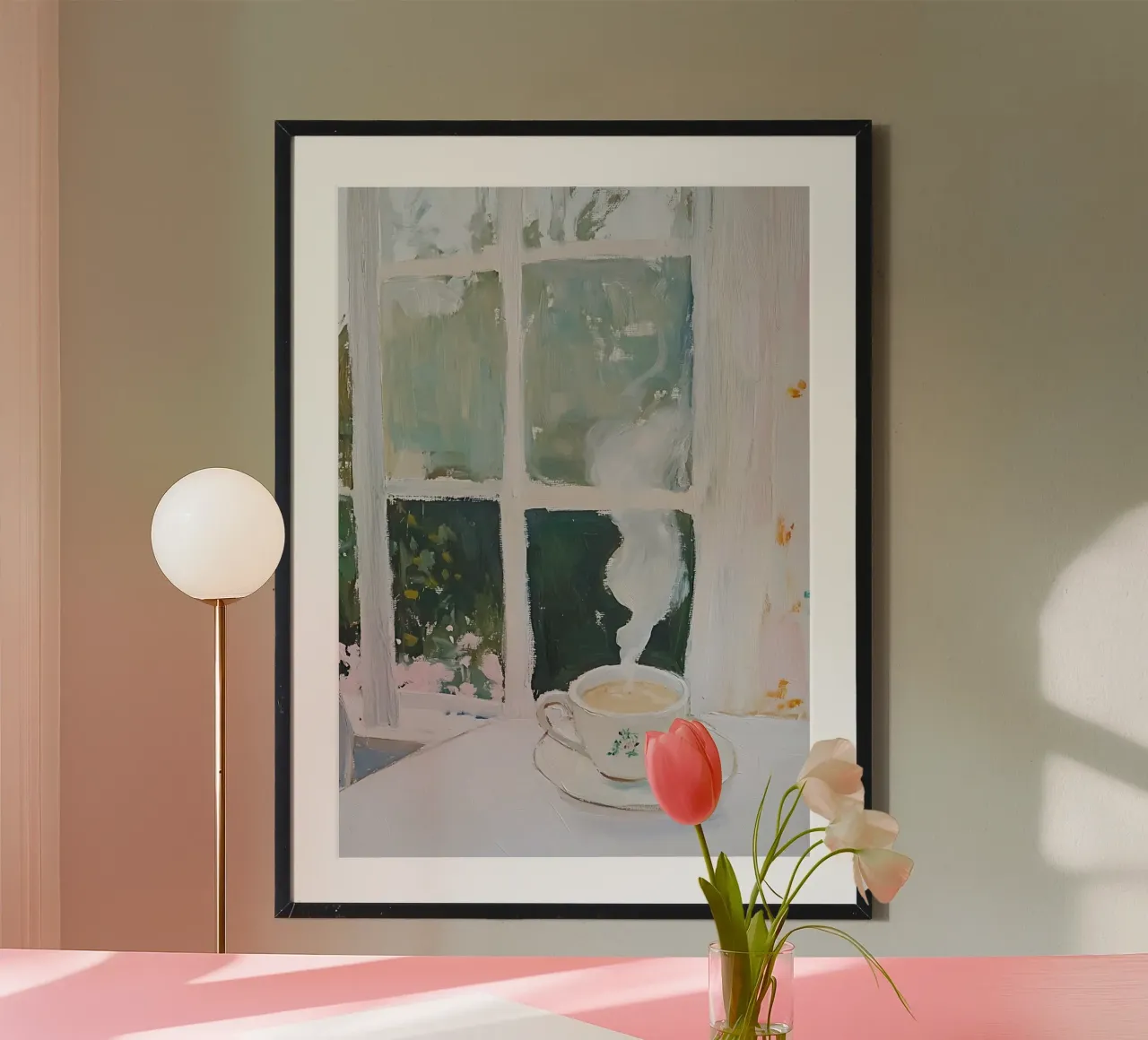 Tè caldo, tè pomeridiano, poster Hygge, camera accogliente, smeraldo poster con telaio in plastica da Little Lila