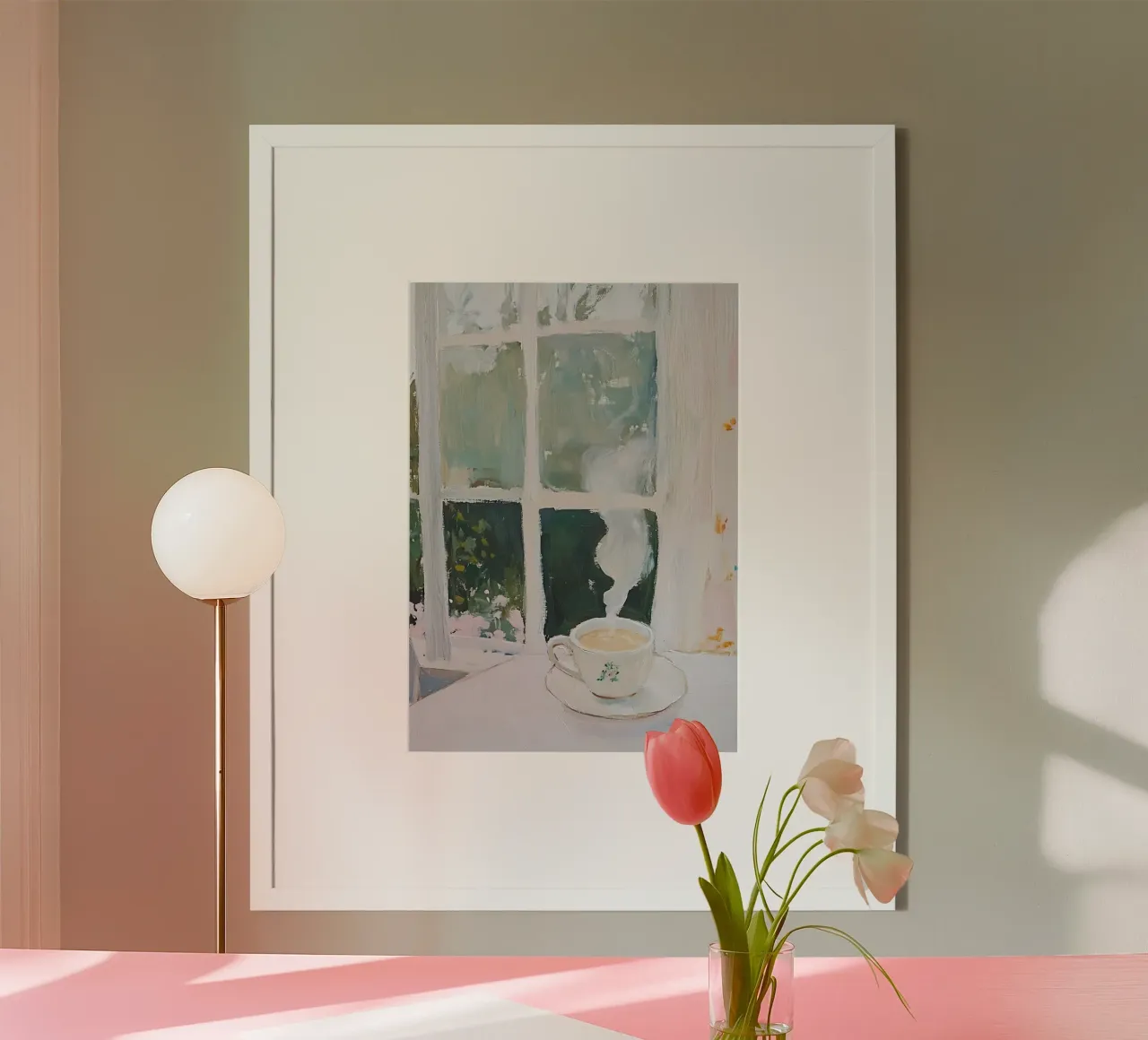 Tè caldo, tè pomeridiano, poster Hygge, camera accogliente, smeraldo poster con telaio in plastica da Little Lila