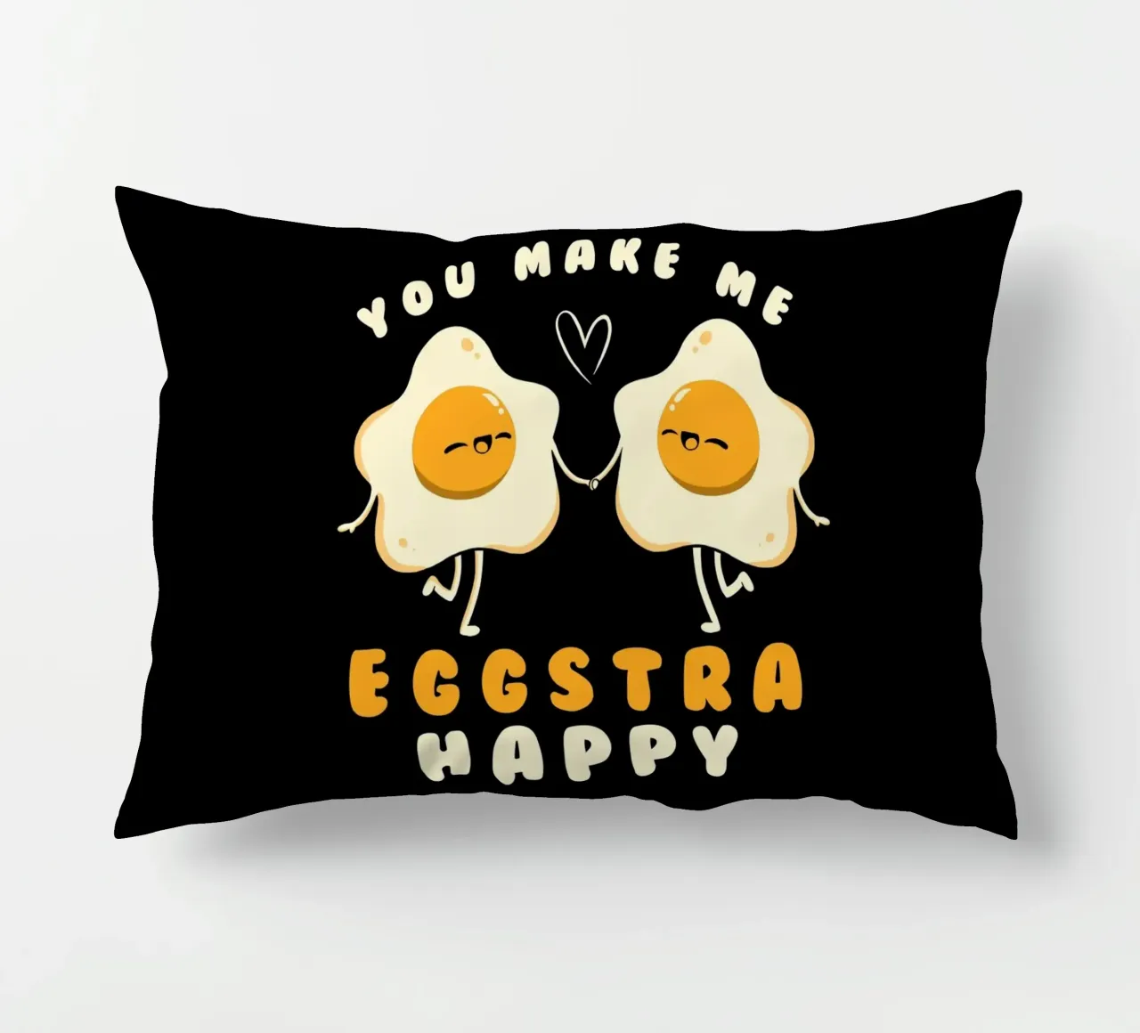 You Make Me Eggstra Happy decorative cushion by Tobe Fonseca