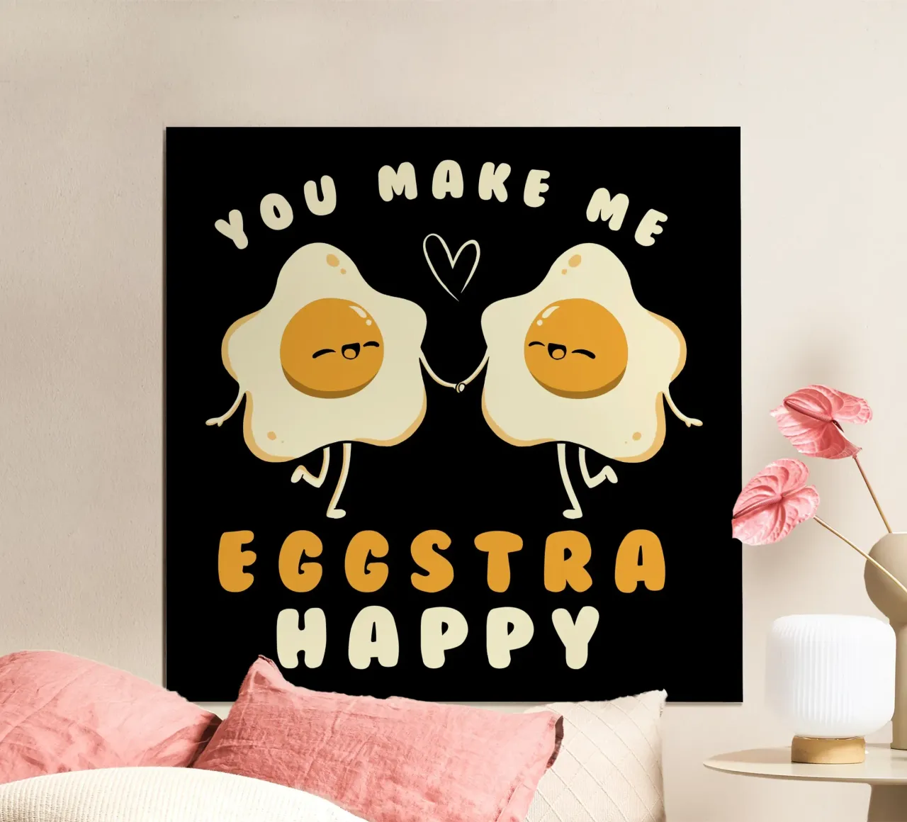 You Make Me Eggstra Happy poster con marco de madera de Tobe Fonseca