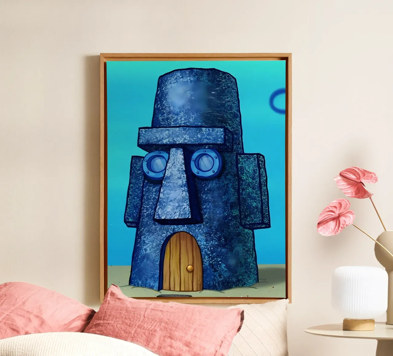 lsland head house canvas met Baklijst van Low poly art