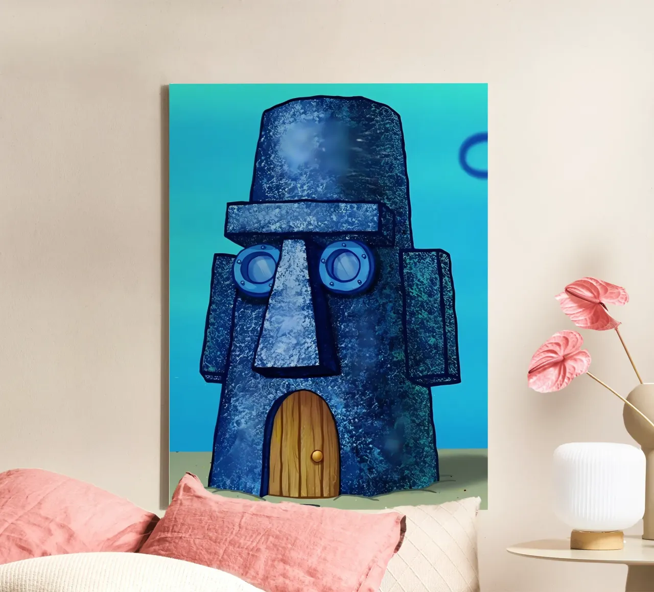 lsland head house canvas met Baklijst van Low poly art
