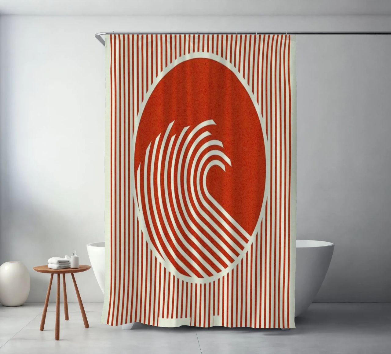 Great Wave Of Nippon cortina de baño de Rosi Feist