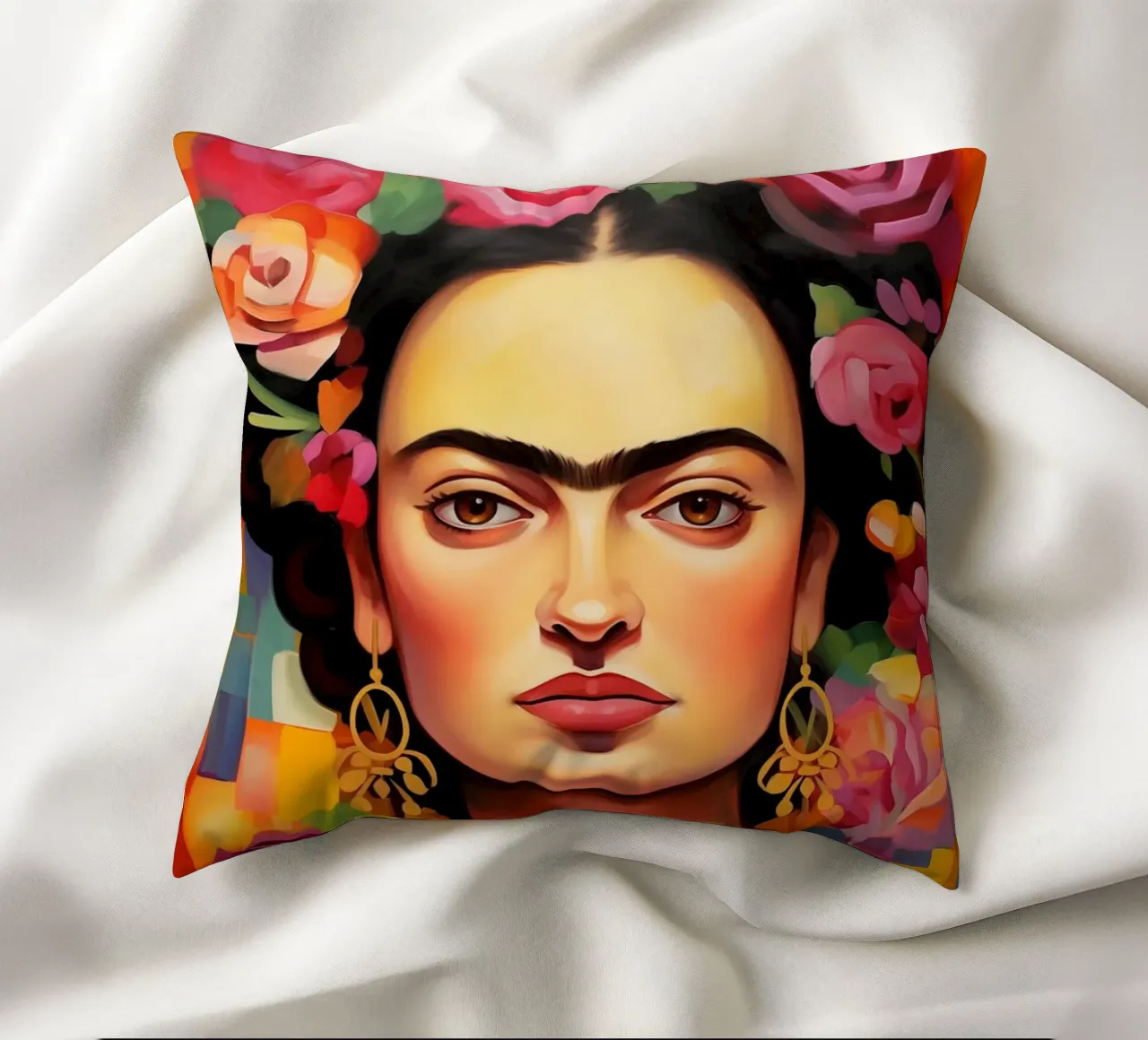 La creatività in fiore di Frida cuscino da Carinaprint