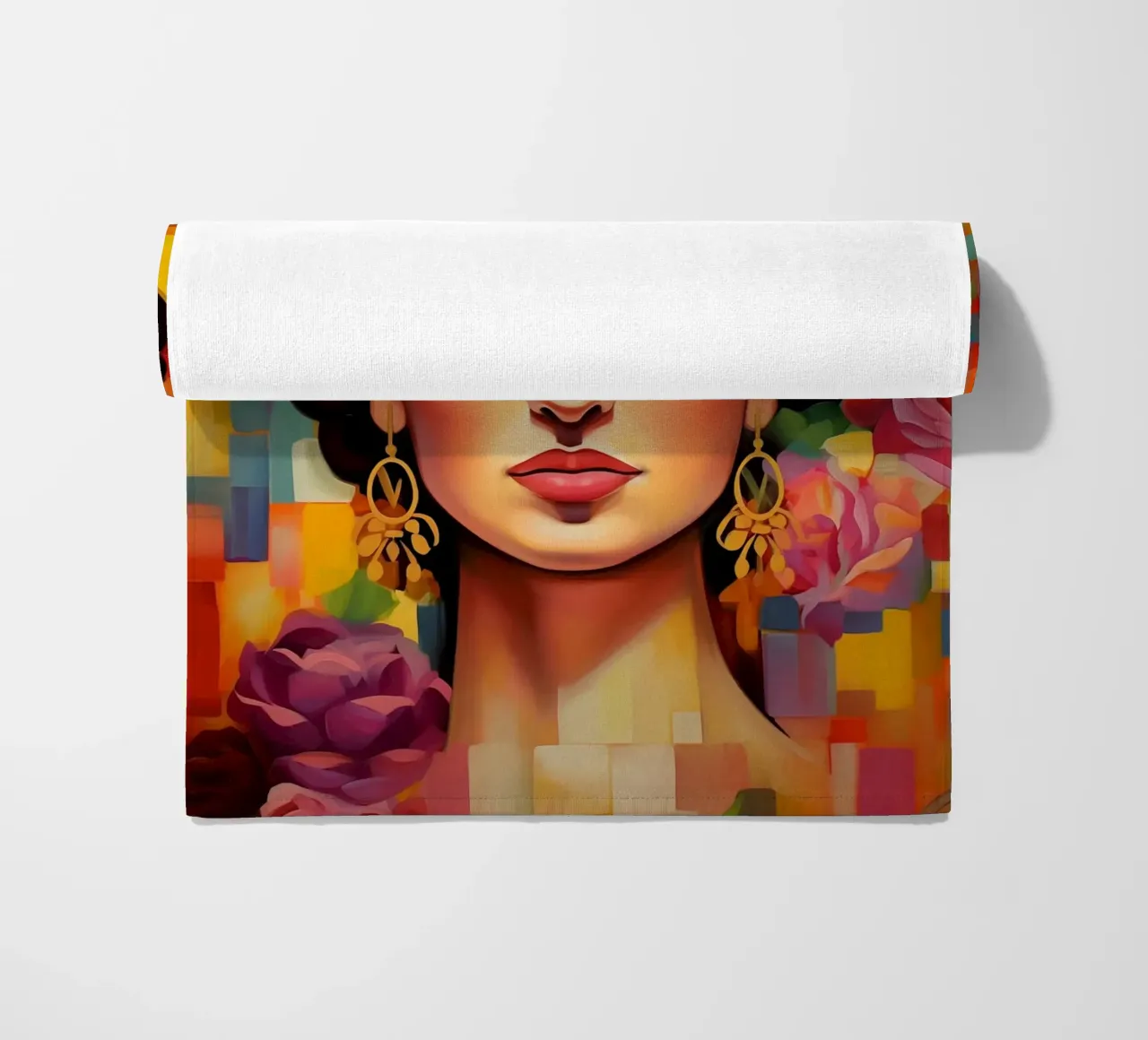 La creatività in fiore di Frida telo mare da Carinaprint