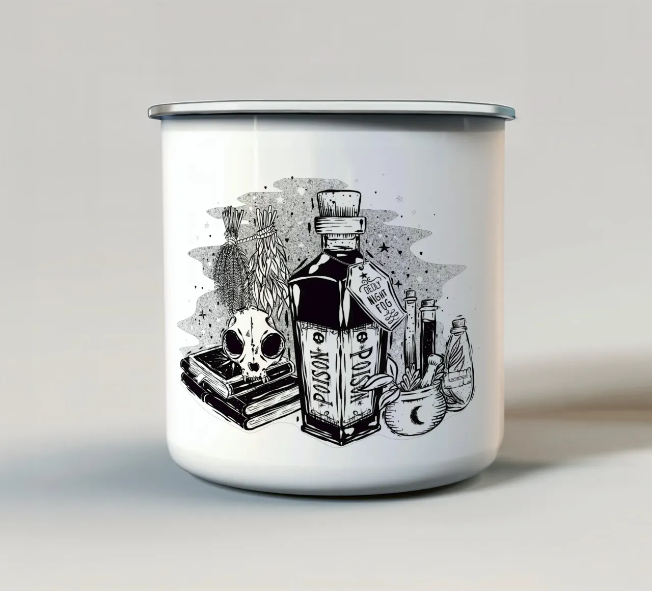 Creepy&Fancy emaille mok van Stella-Illustrations