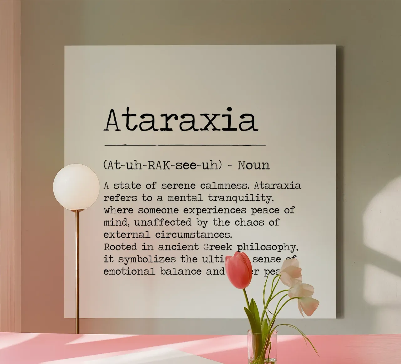 Ataraxia Innerer Friede Altgriechische Definition ACOTAR Nesta Leinwand mit Schattenfugenrahmen von Summer Soul Co. - Quotes
