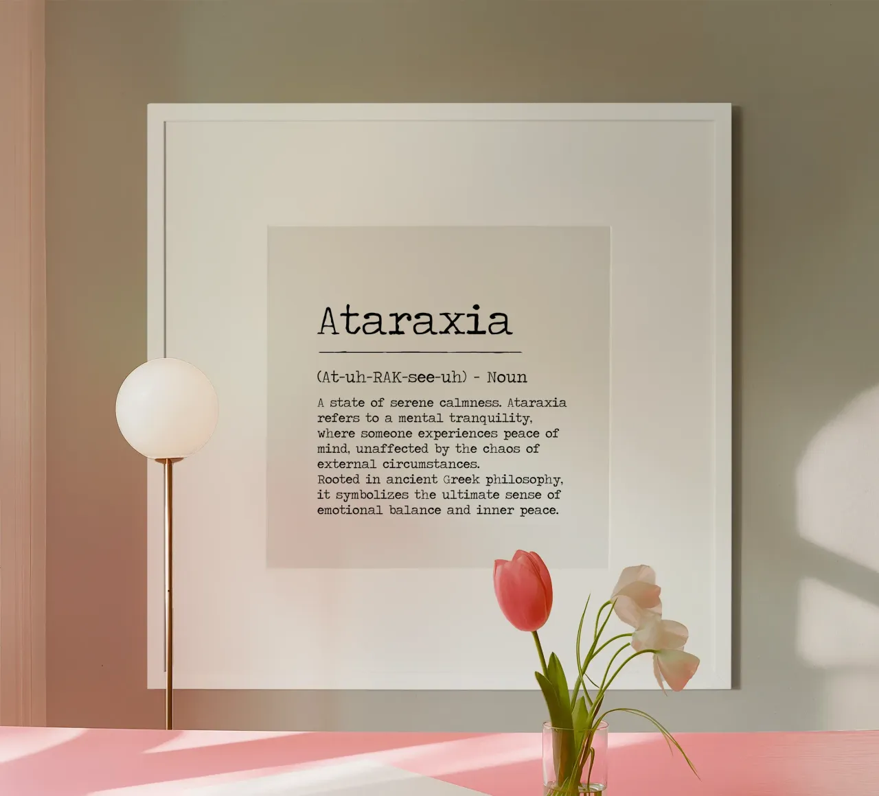 Atarassia Pace interiore Definizione greca antica ACOTAR Nesta poster con telaio in plastica da Summer Soul Co. - Quotes