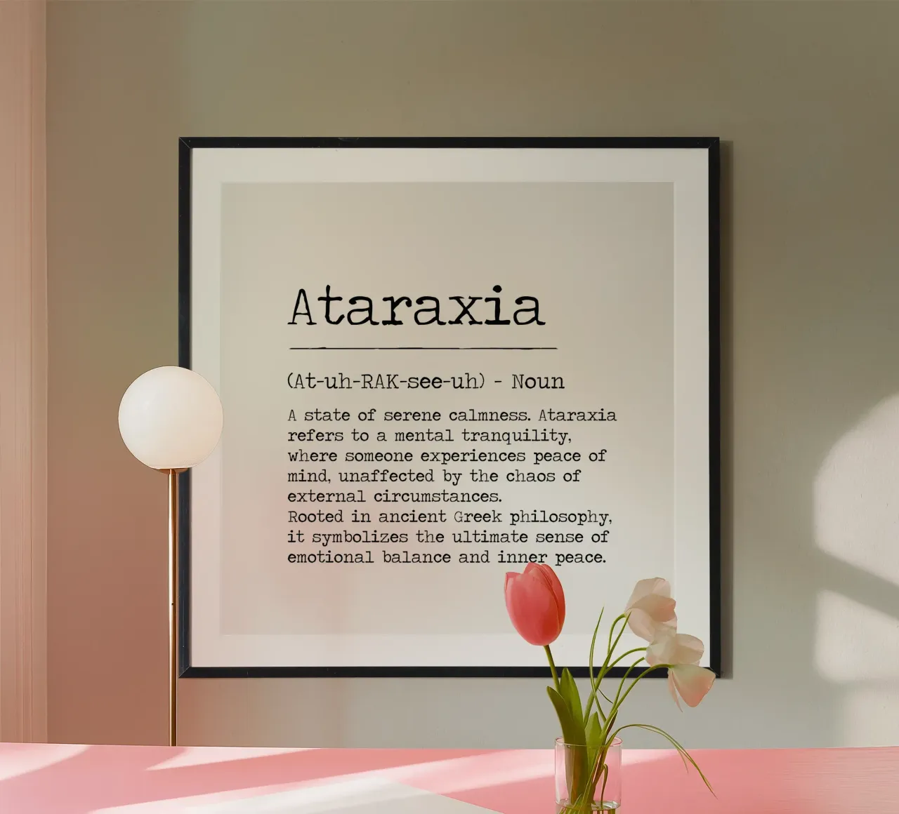 Atarassia Pace interiore Definizione greca antica ACOTAR Nesta poster con telaio in plastica da Summer Soul Co. - Quotes