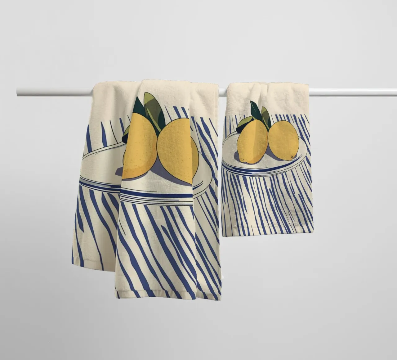 Spring art with lemons towel by Carinaprint