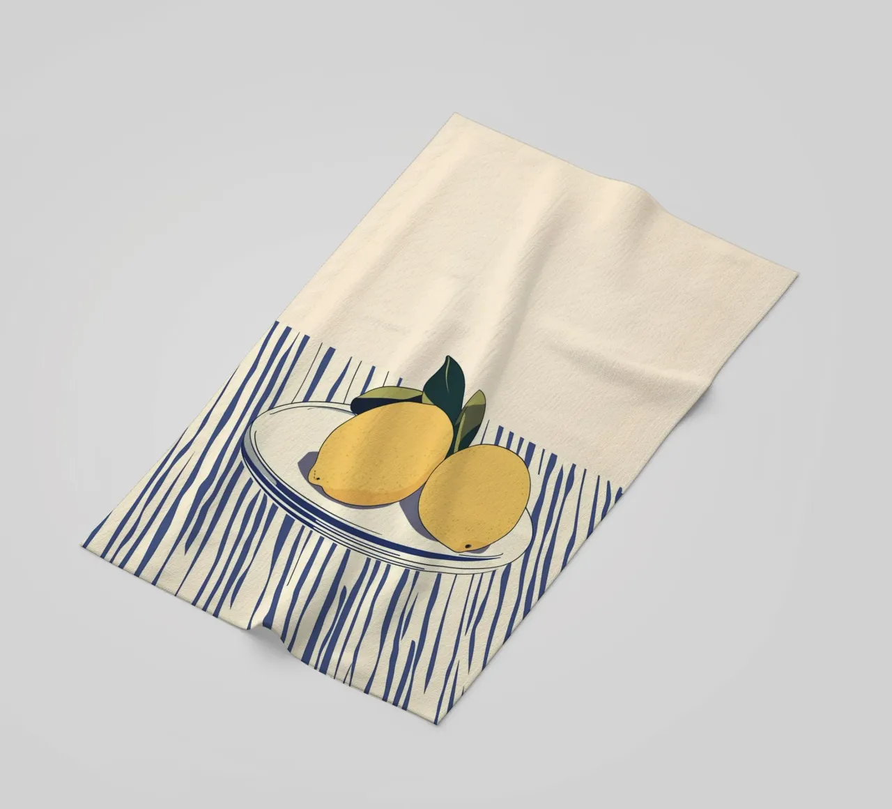 Spring art with lemons beach towel by Carinaprint