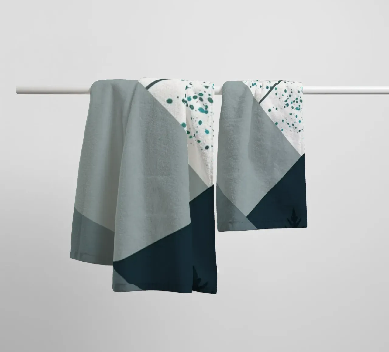 Nordic landscape mountain range towel by Little Dean