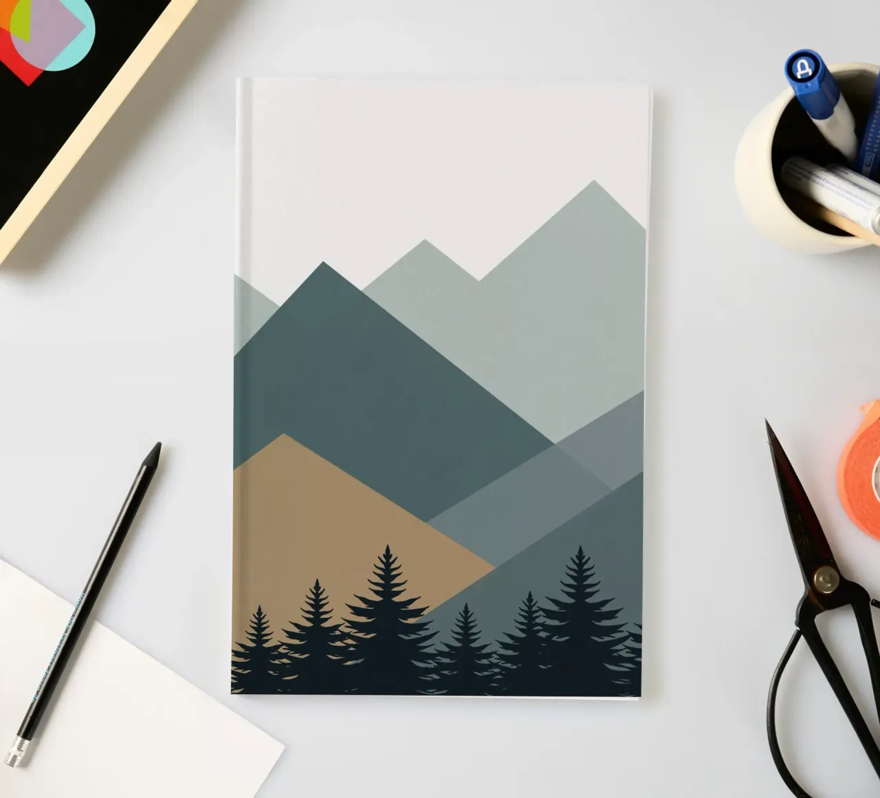 Nordic landscape mountain range 02 notebook by Little Dean