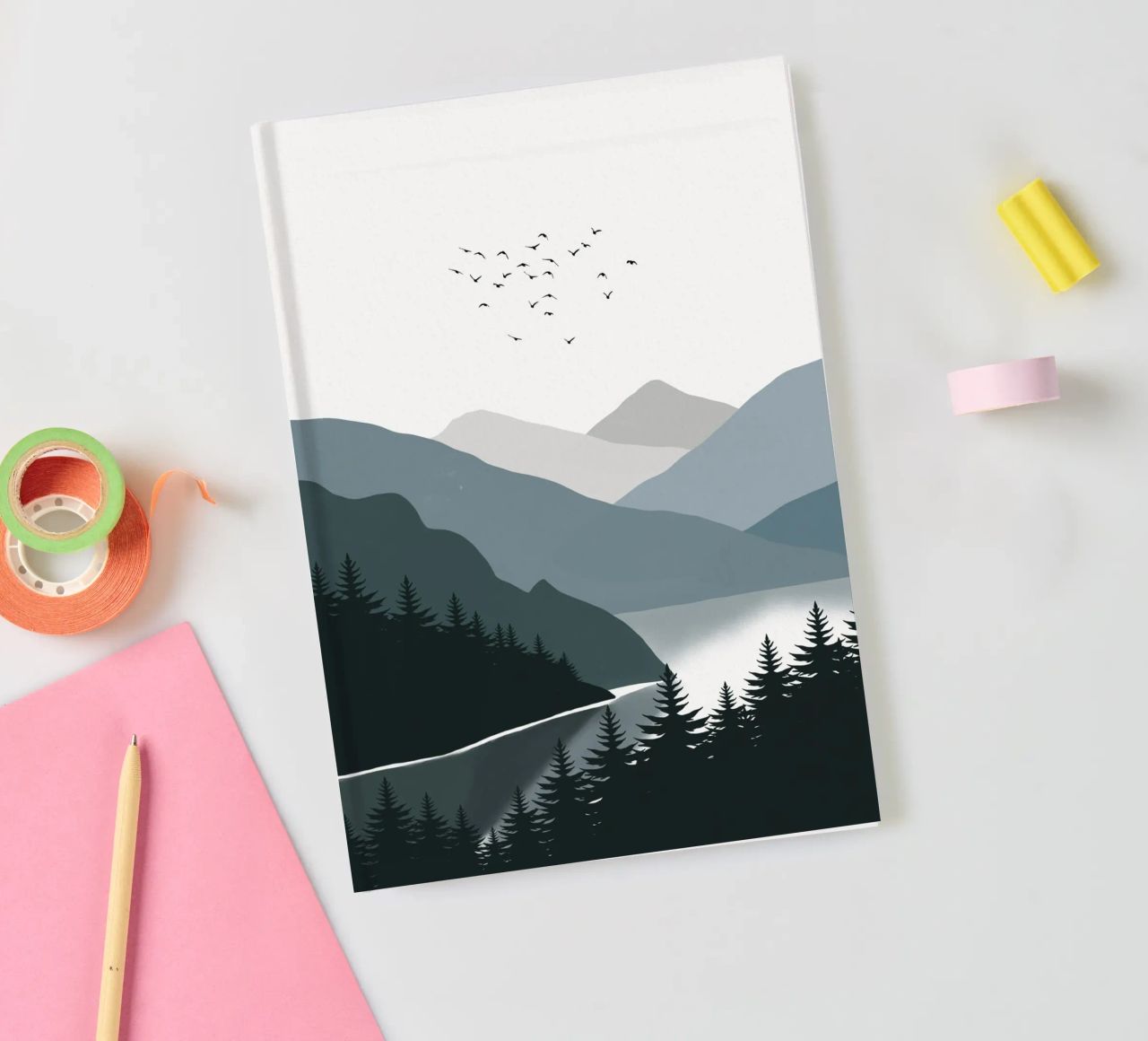 Nordic landscape mountain range 03 notebook by Little Dean