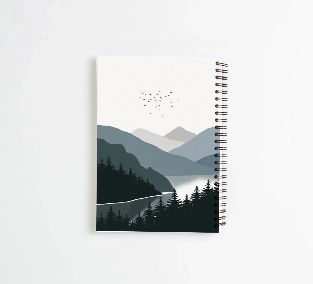 Nordic landscape mountain range 03 spiral notebook by Little Dean