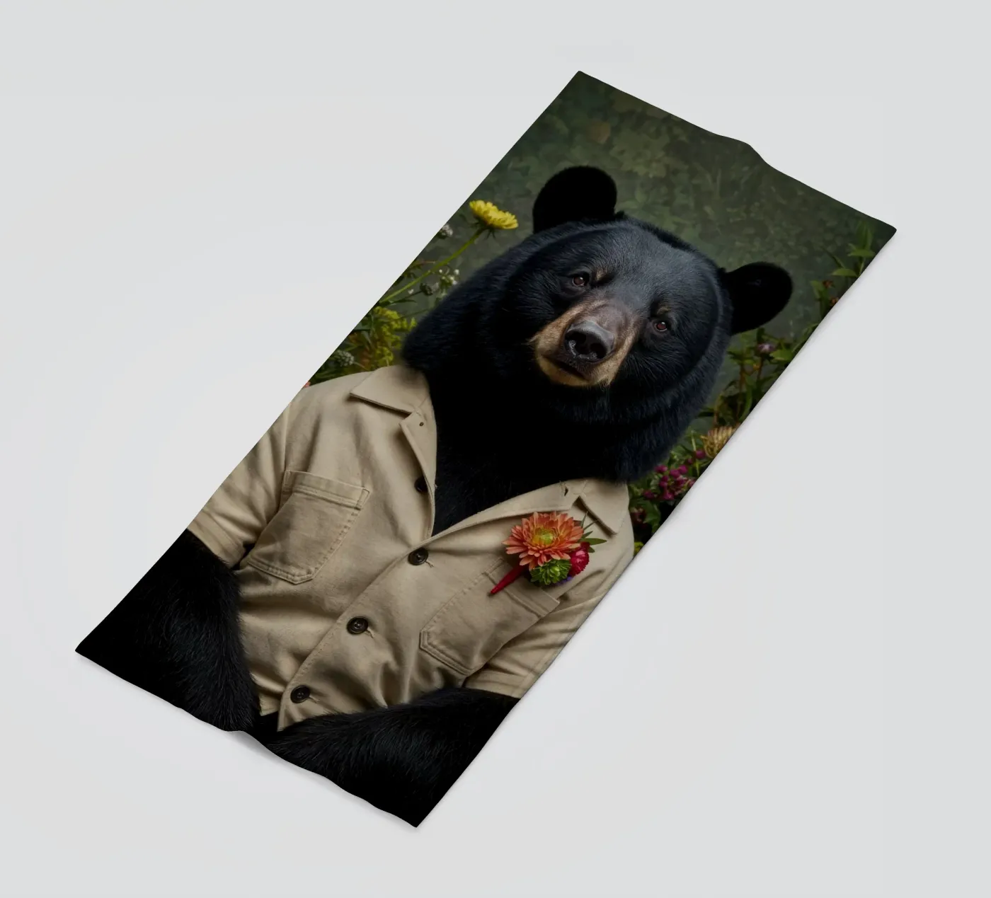 Orso floreale telo mare da Pawtrait Studio