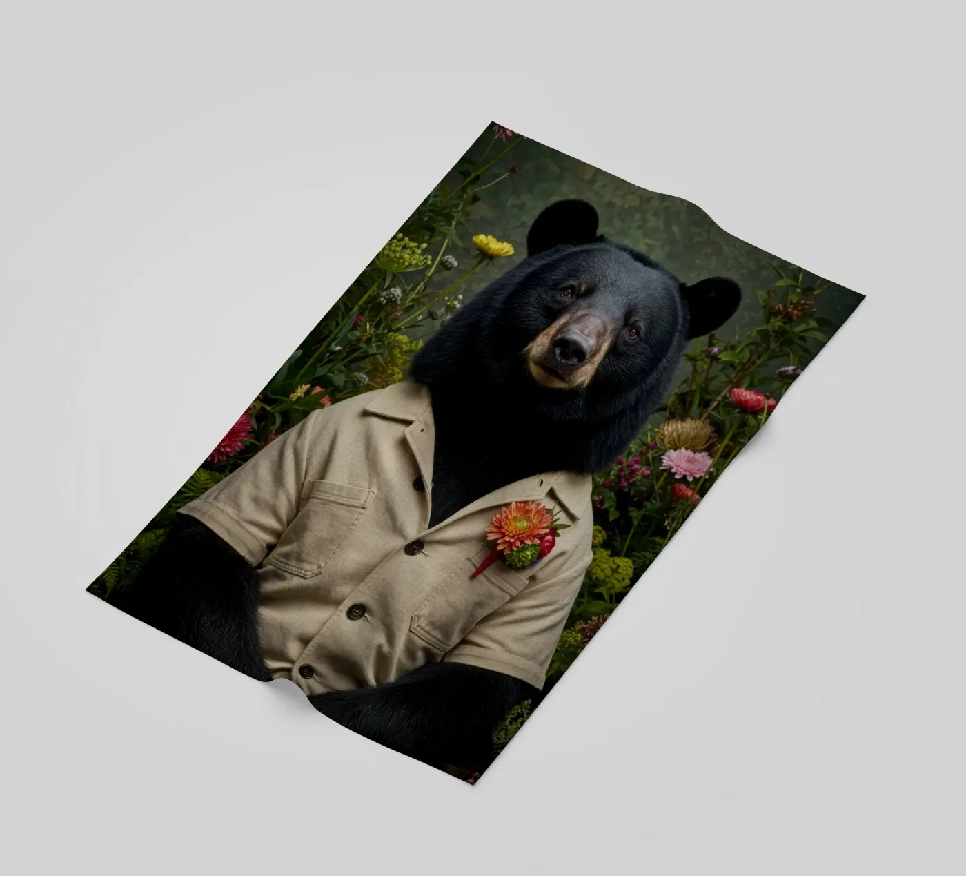 Orso floreale telo mare da Pawtrait Studio