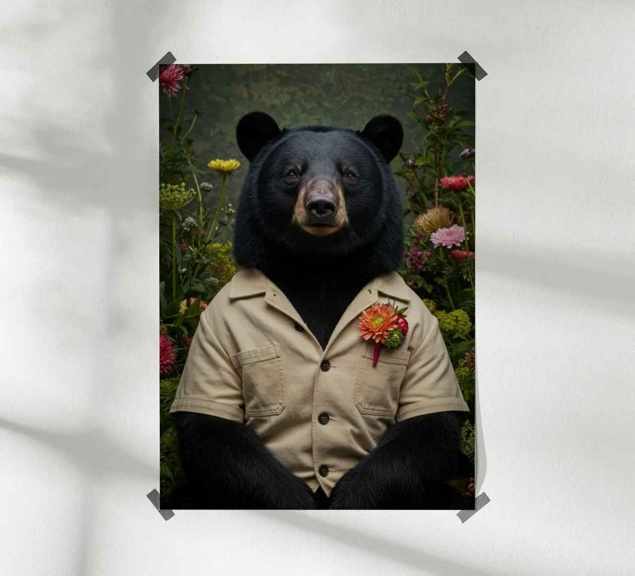 Orso floreale carta hahnemühle da Pawtrait Studio