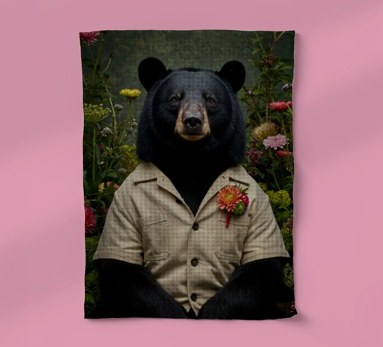 Orso floreale canovaccio da cucina da Pawtrait Studio