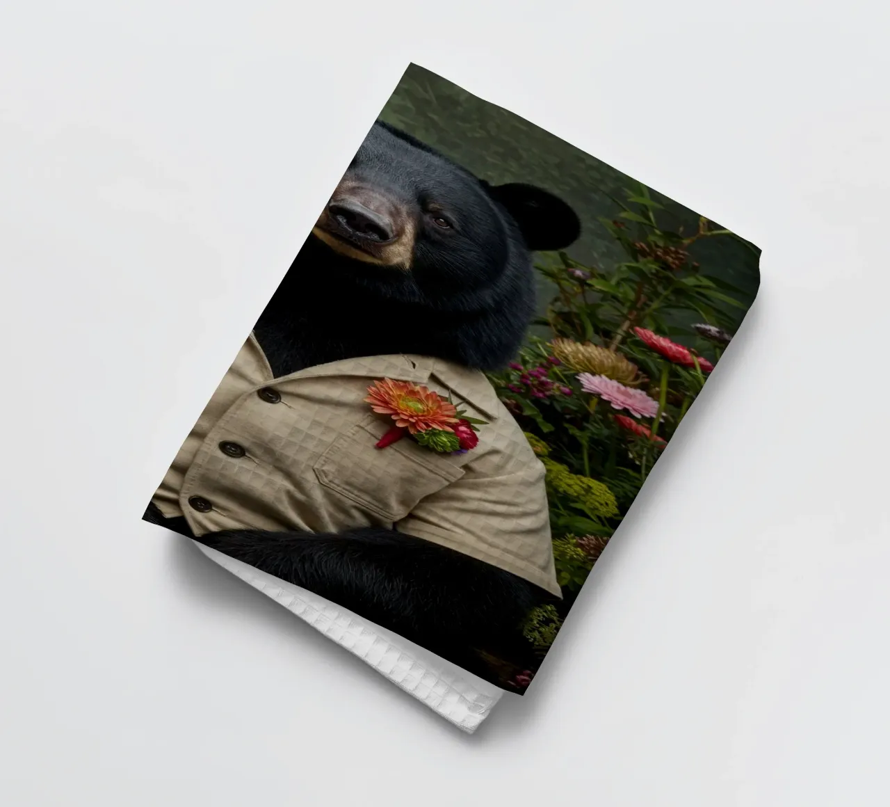 Orso floreale canovaccio da cucina da Pawtrait Studio
