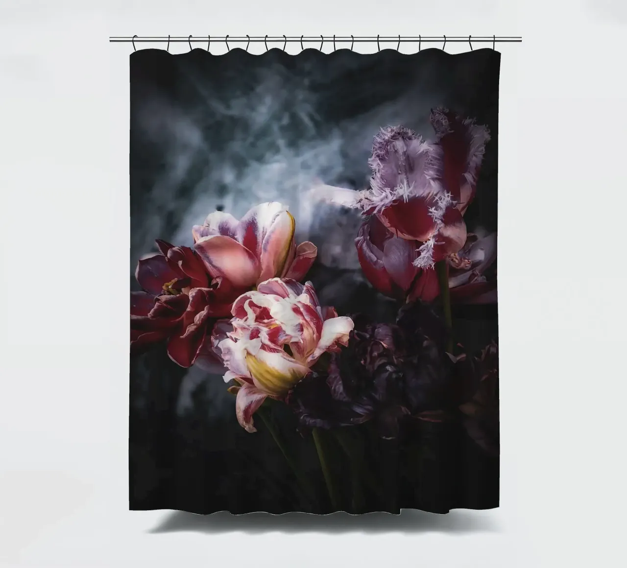 Moody Tulip Bouquet shower curtain by flowers.and.delight