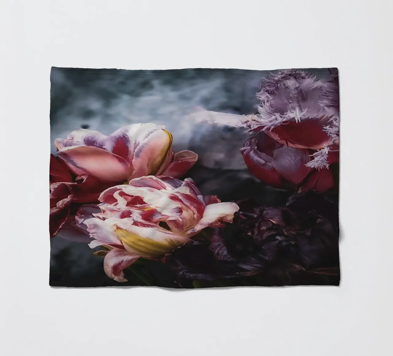 Moody Tulip Bouquet fleece blanket by flowers.and.delight
