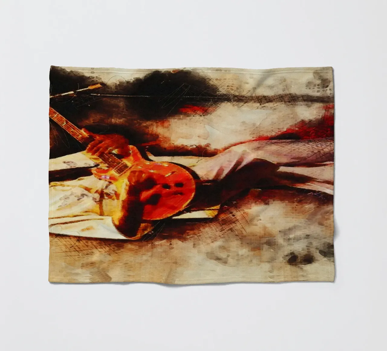 Smudge of Carlos Santana fleece blanket by Gunawan Rb