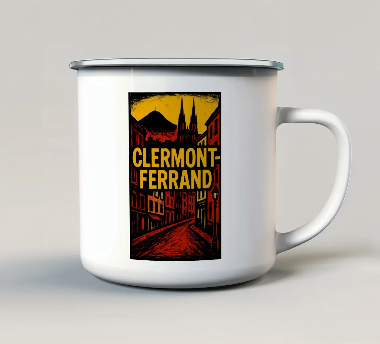 Clermont-Ferrand - L'ombra del vulcano, la luce cruda tazza in smalto da JETLAG | affiches voyage