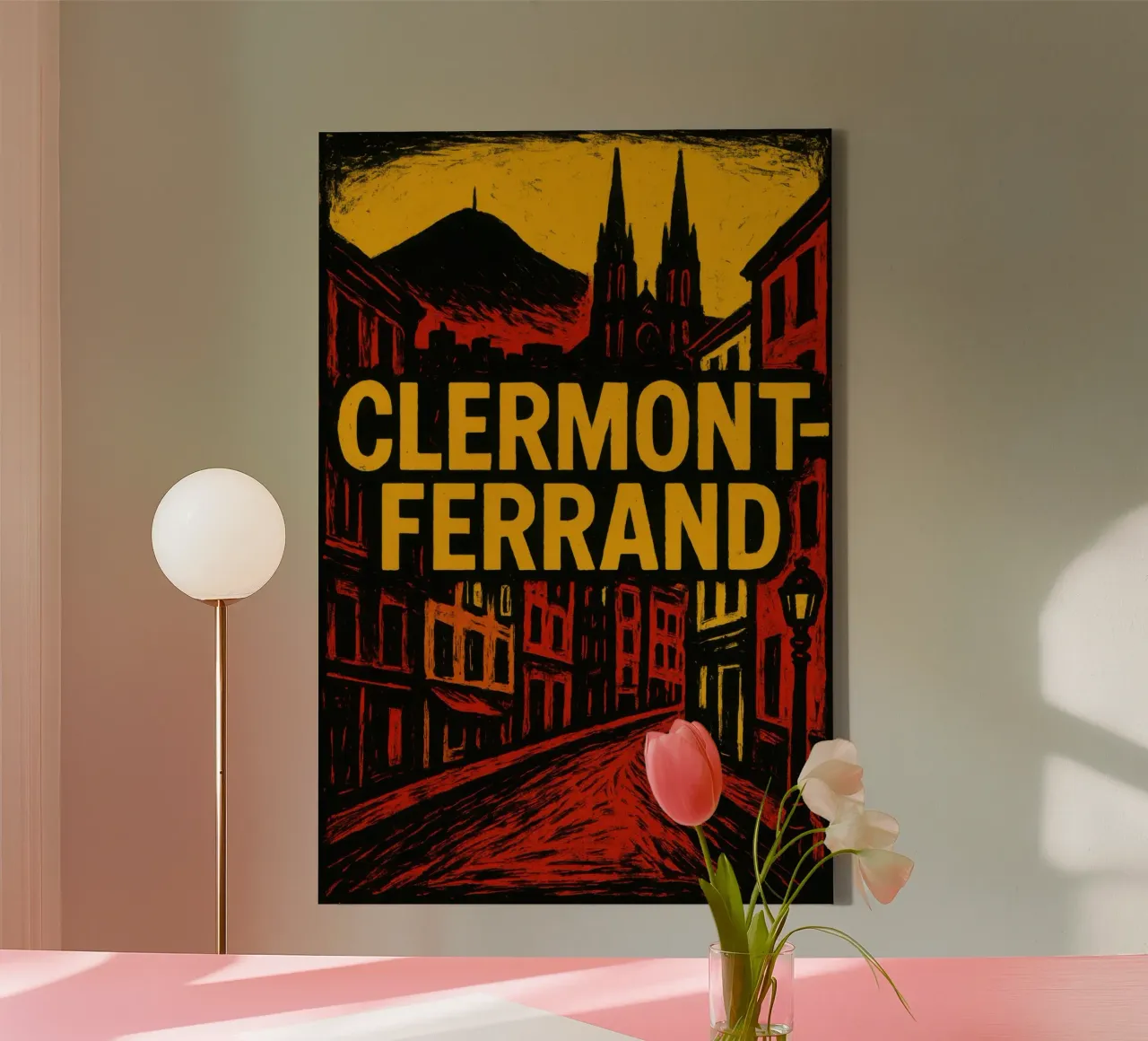 Clermont-Ferrand - L'ombra del vulcano, la luce cruda tela con Cornice a cassetta da JETLAG | affiches voyage