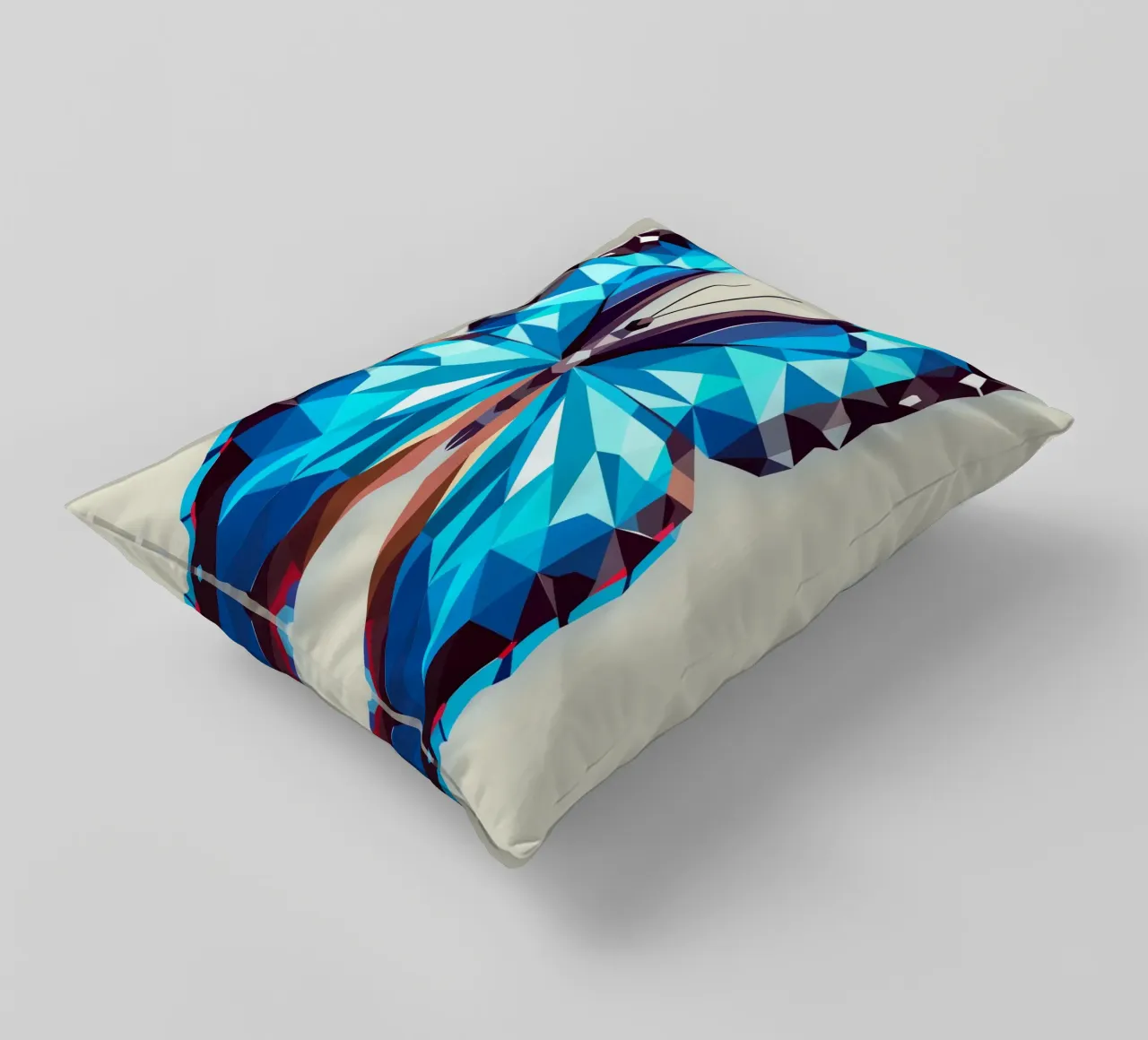 Farfalla blu - Arte geometrica di una farfalla morpho cuscino da namosh