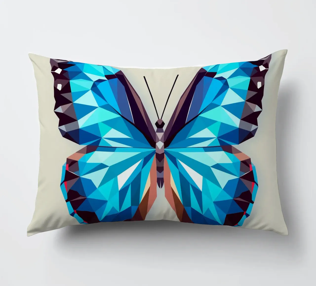 Farfalla blu - Arte geometrica di una farfalla morpho cuscino da namosh