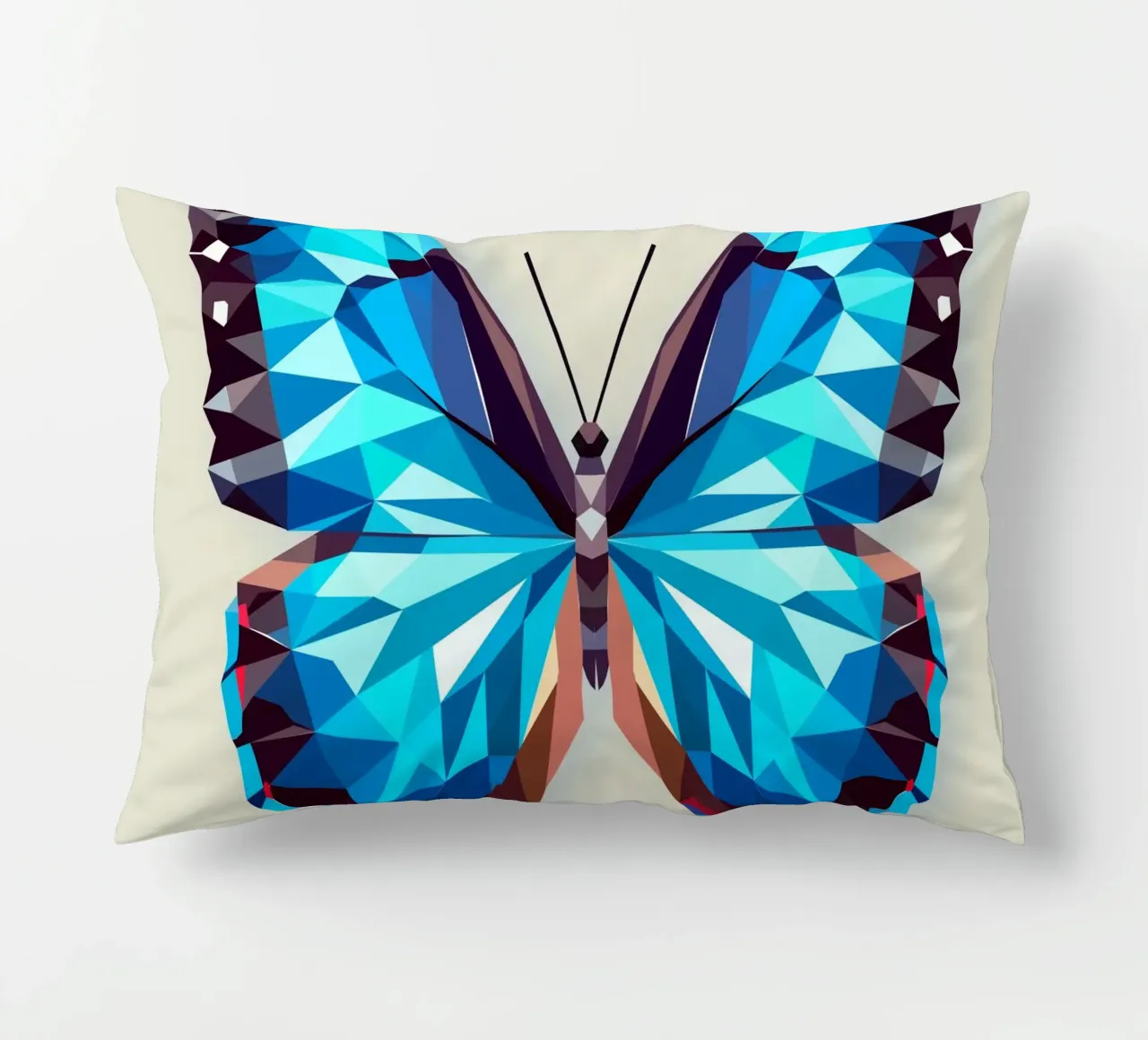 Farfalla blu - Arte geometrica di una farfalla morpho cuscino da namosh
