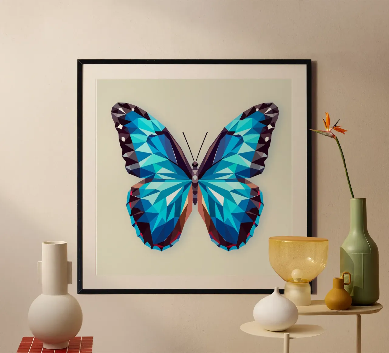 Farfalla blu - Arte geometrica di una farfalla morpho poster da namosh