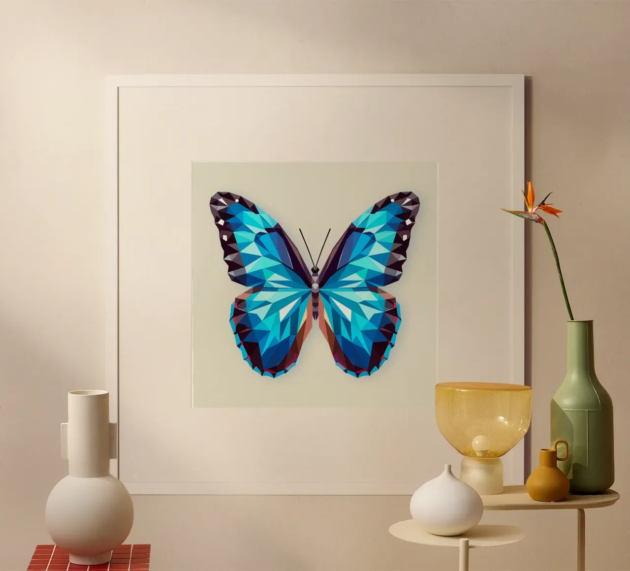 Farfalla blu - Arte geometrica di una farfalla morpho poster da namosh
