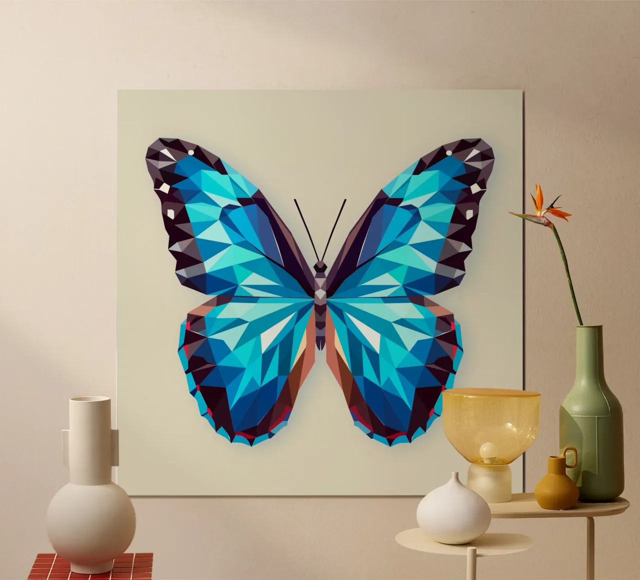 Farfalla blu - Arte geometrica di una farfalla morpho poster da namosh