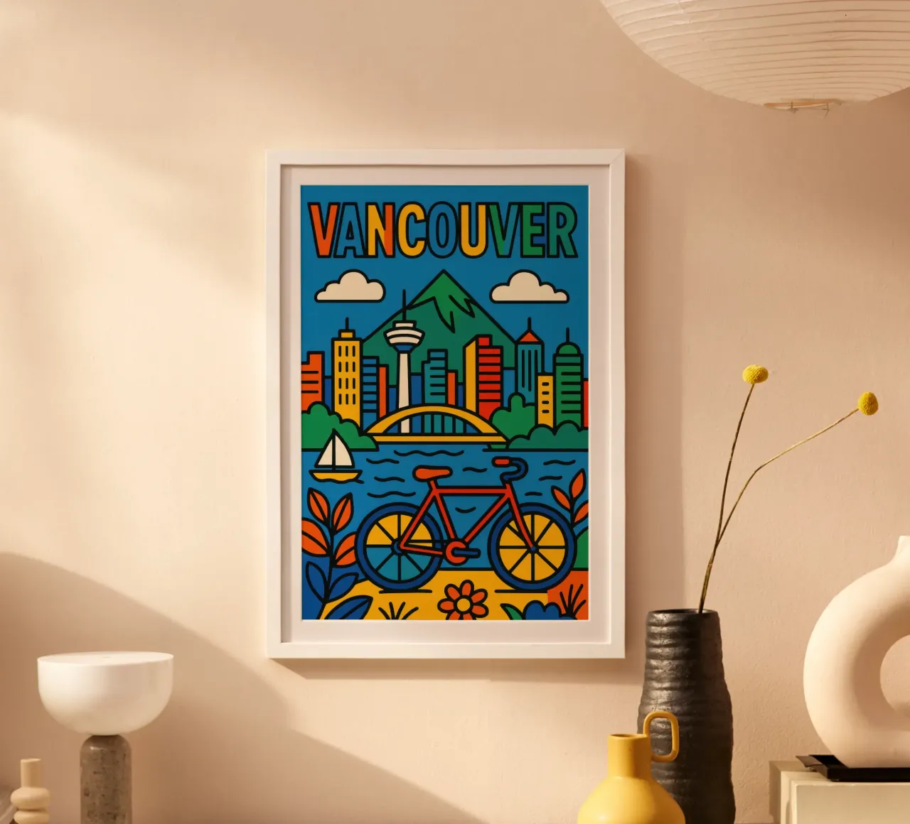 Vancouver - Pacific pop poster con telaio in legno da JETLAG | affiches voyage