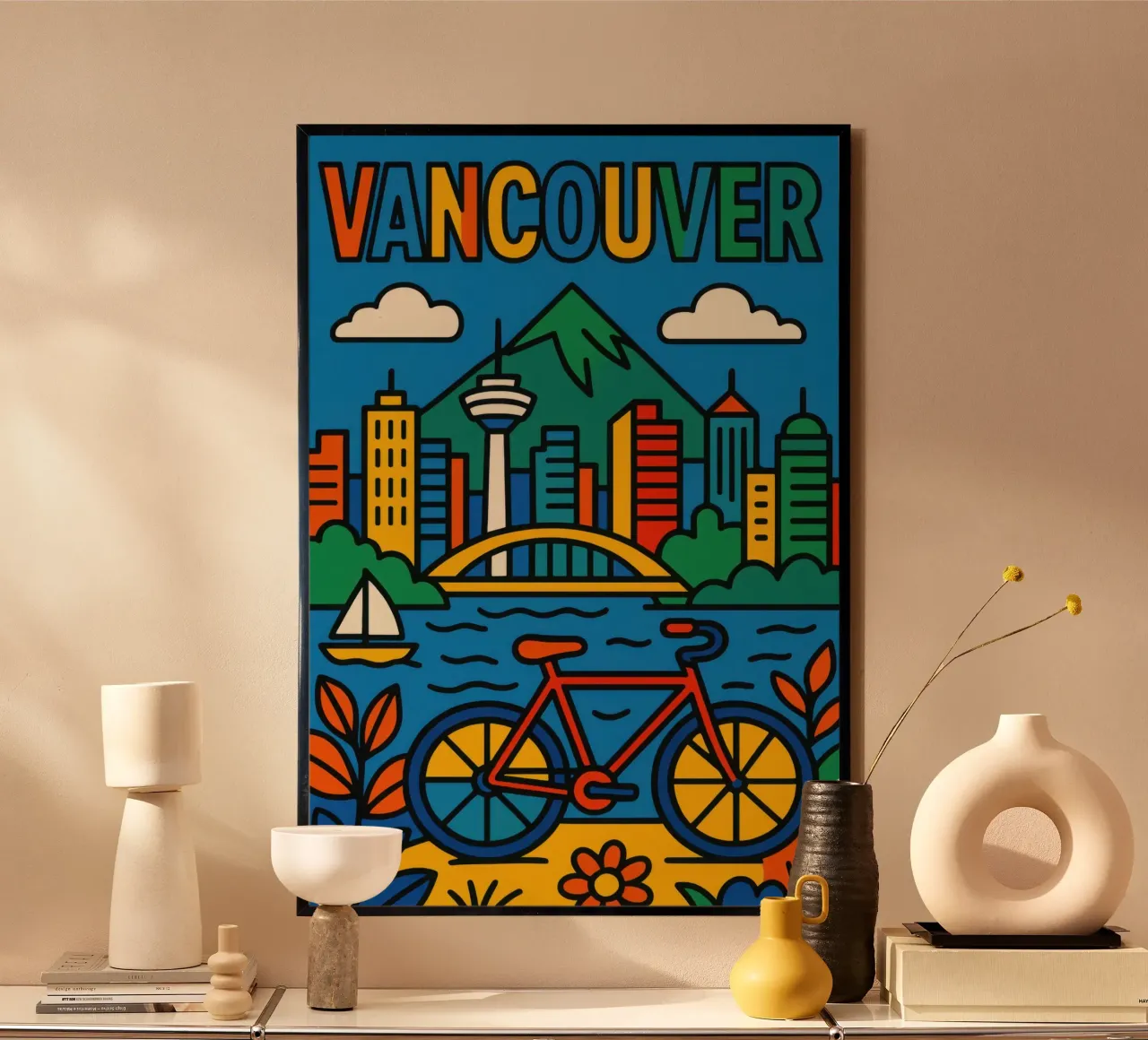 Vancouver - Pacific pop poster con telaio in legno da JETLAG | affiches voyage