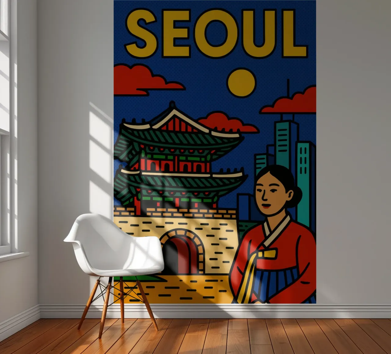 Seoul - Between tradition and neon photo wallpaper by JETLAG | affiches voyage