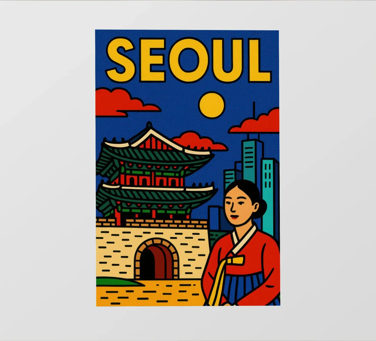 Seoul - Between tradition and neon photo wallpaper by JETLAG | affiches voyage