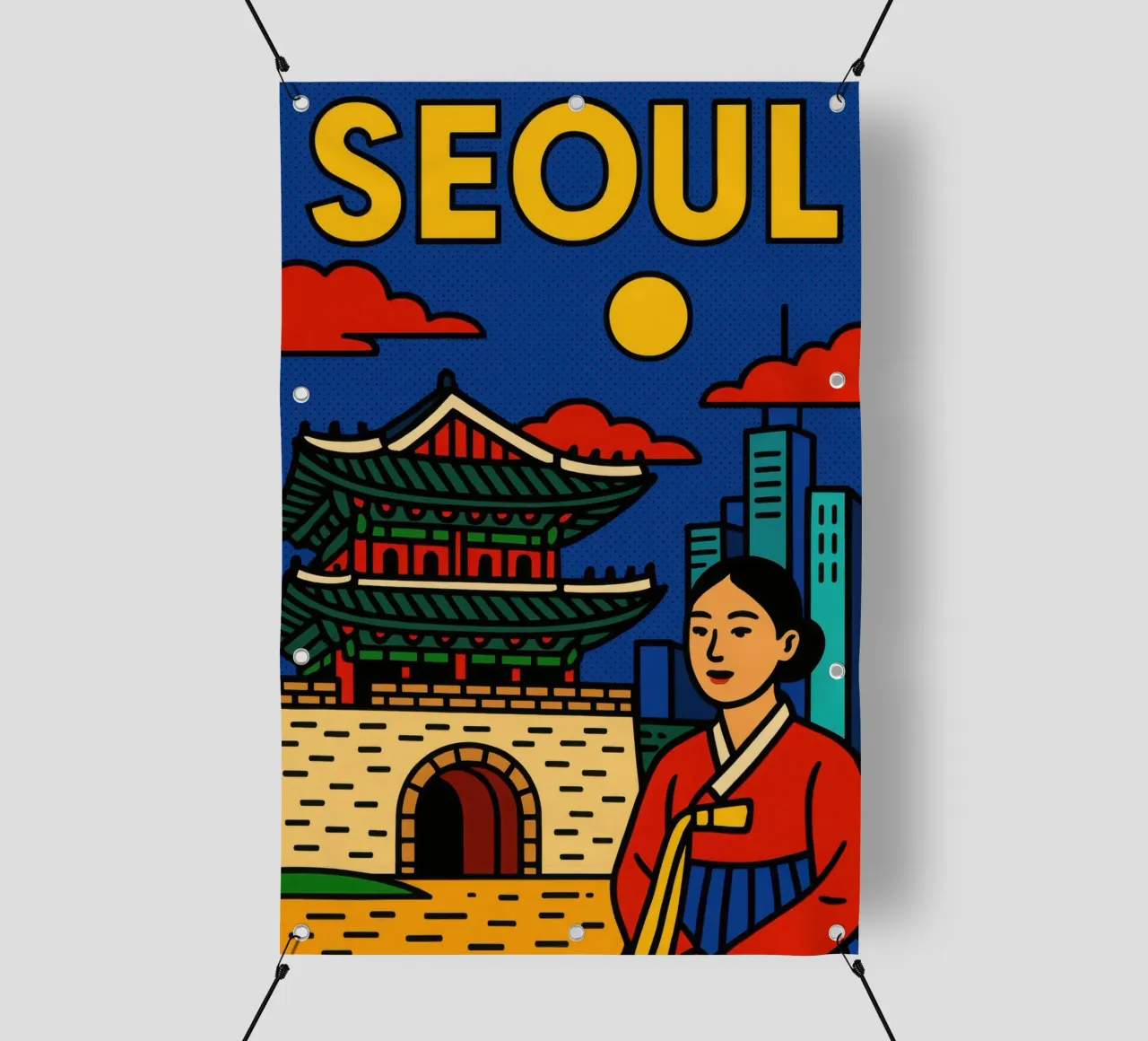 Séoul – Entre tradition et néons bâche pvc de JETLAG | affiches voyage