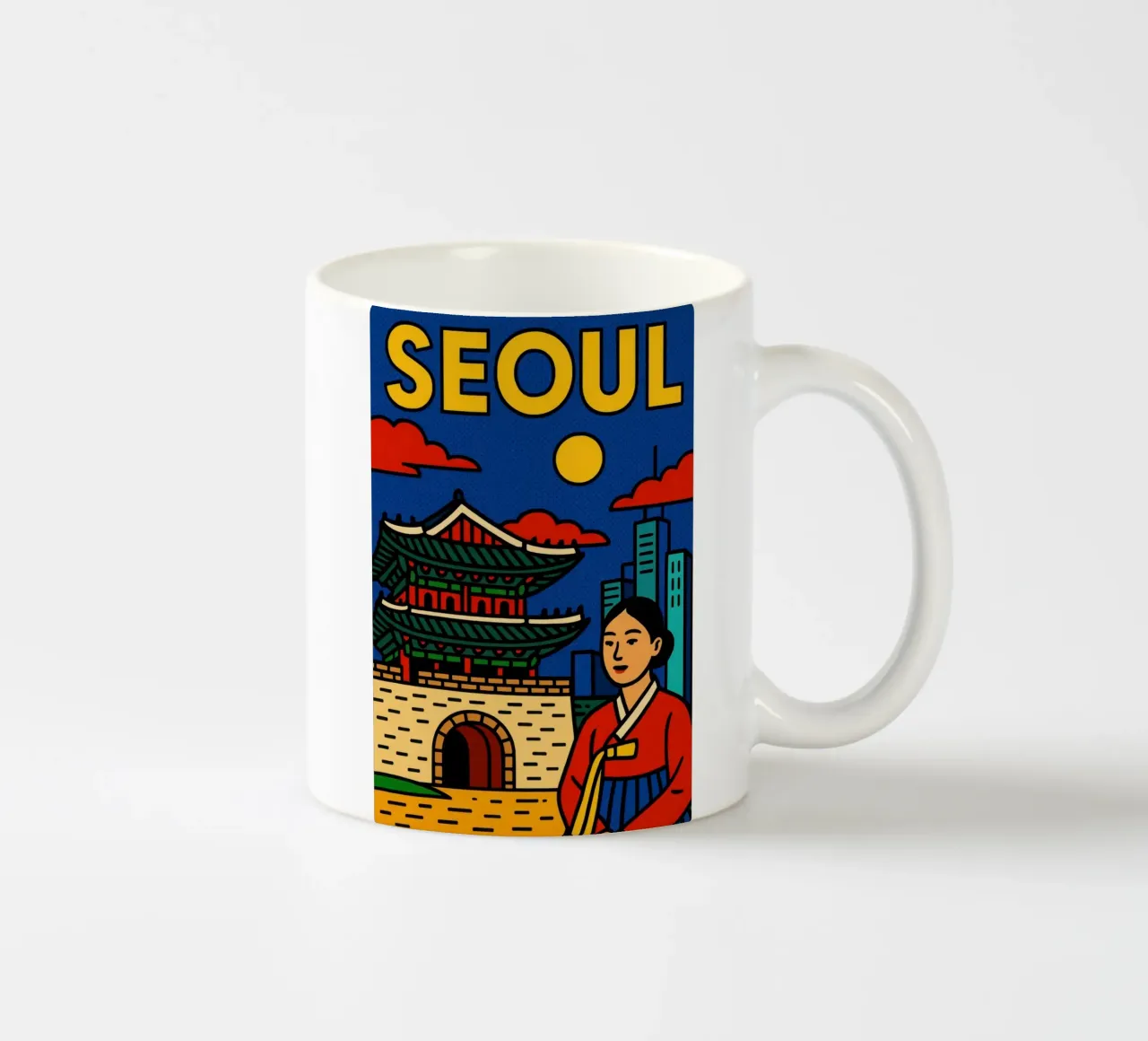 Seoul - Between tradition and neon ceramic mug by JETLAG | affiches voyage