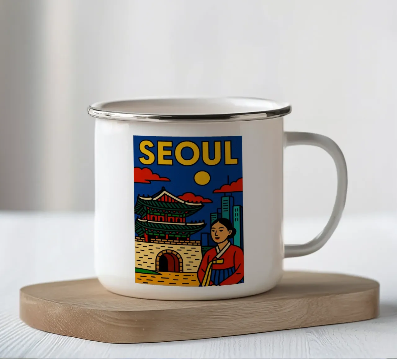 Seoul - Tra tradizione e neon tazza in smalto da JETLAG | affiches voyage